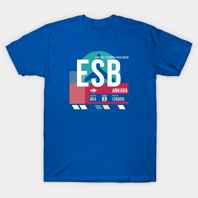 Ankara, Turkey (ESB) Airport Code Baggage Tag T-Shirt by SLAG_Creative